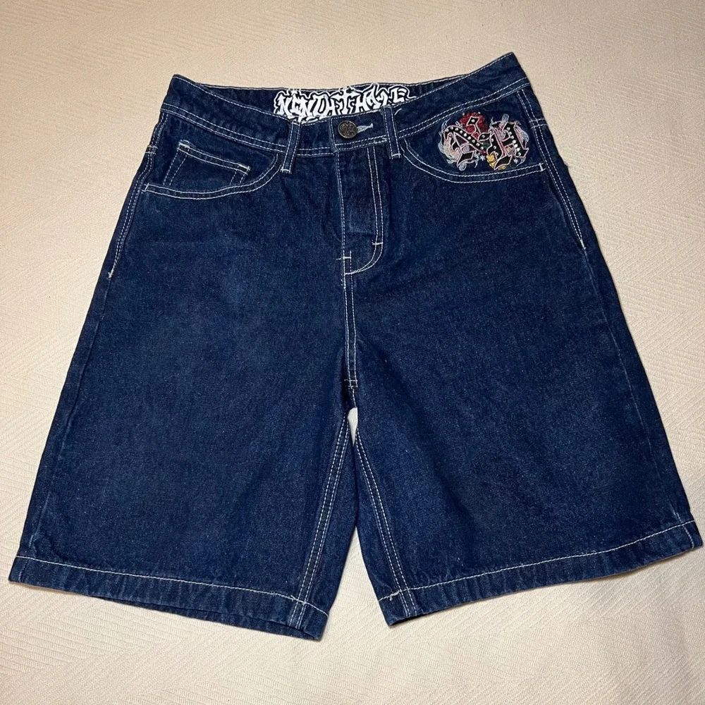 Idle NH Y2K Aesthetic Jorts Denim Street Wear Embroidery Women Size4